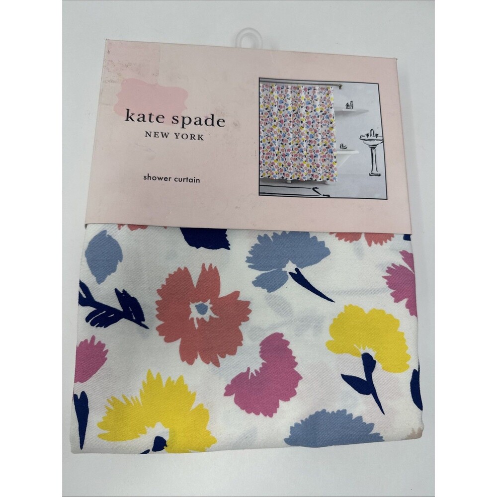 Kate Spade New York Floral Gala Blended Fabric Shower Curtain 72x72 NEW pink blu